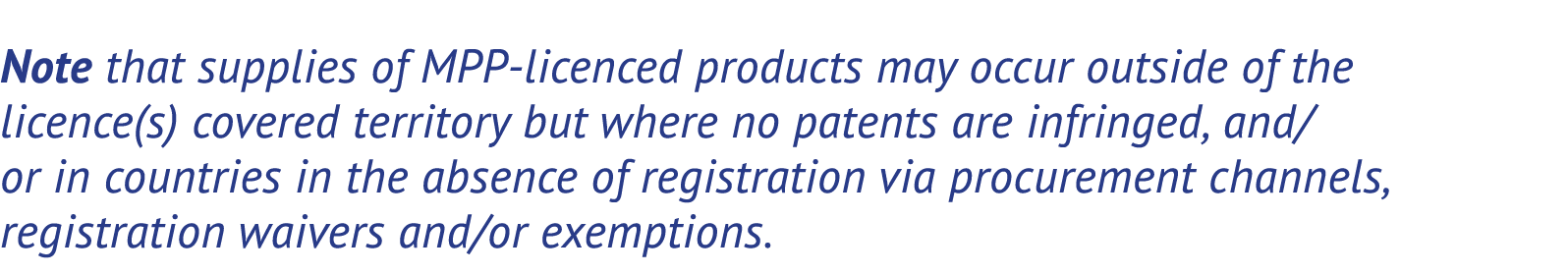 Note that supplies of MPP licenced products may occur outside of the licence(s) covered territory but where no patent...