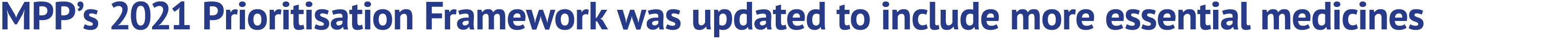 MPP’s 2021 Prioritisation Framework was updated to include more essential medicines