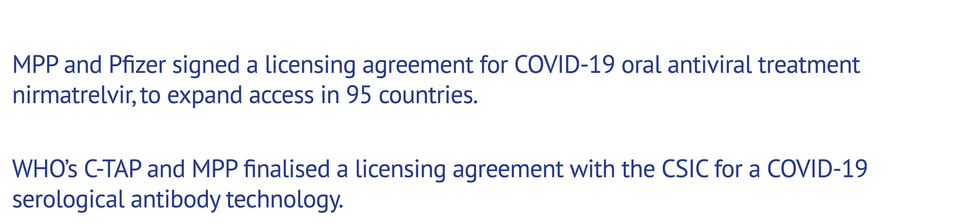 MPP and P zer signed a licensing agreement for COVID 19 oral antiviral treatment nirmatrelvir, to expand access in 95...