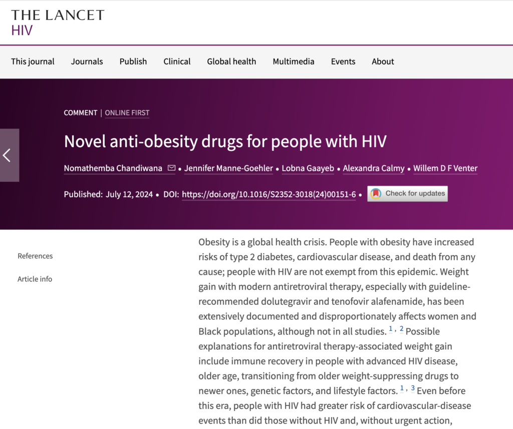 Novel Anti-Obesity Drugs for People with HIV